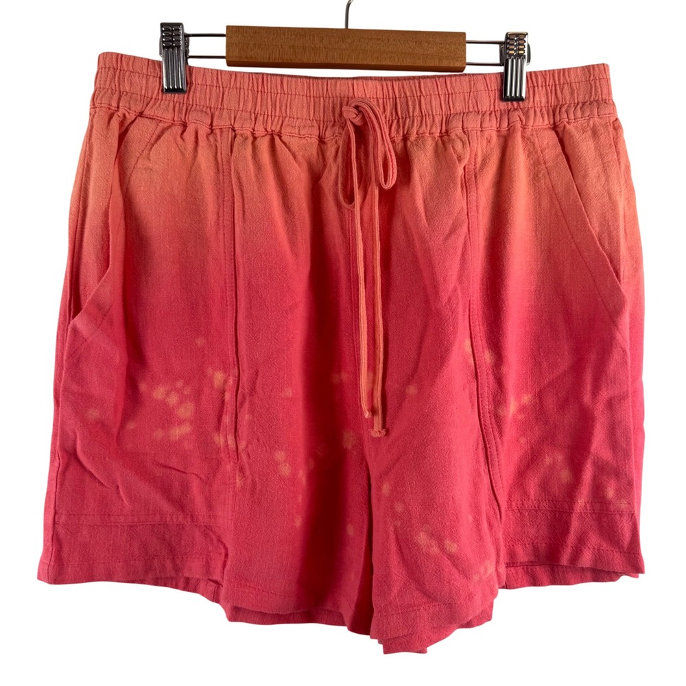 Umgee Shorts Womens Medium Pink Orange Ombre‎ Linen Blend Drawstring Y0426 NEW